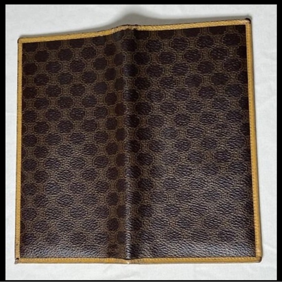 Vintage Celine Macadam Long Wallet PVC Purse Authentic Brown n Gold Leather - Picture 9 of 11